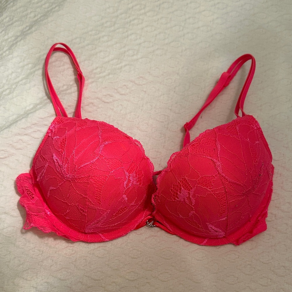 Bright Pink La Senza double push up lace  Bra